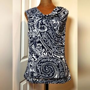 Chaps Navy and White Paisley Women's Top
